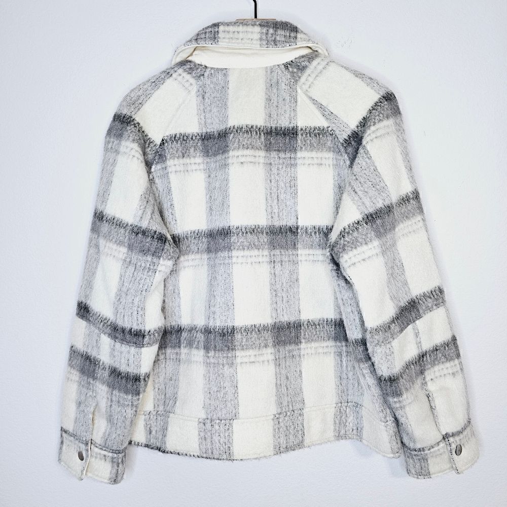 New! Rails Cheyenne Wool Snow Grey Check Plaid Zi… - image 3
